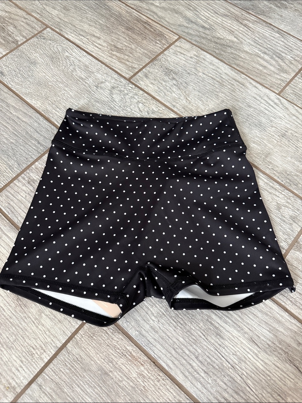 Black Polka Dot High-Rise Bike Shorts